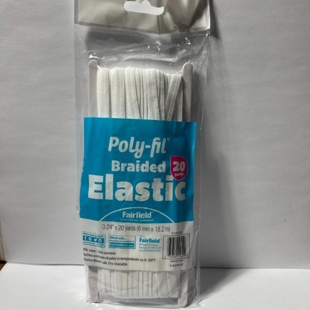 Poly-fil Braded Elastic White 20 Yards
